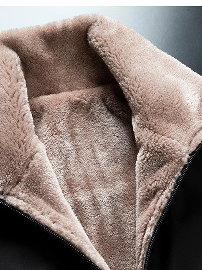 Plus Size 8XL Men's Jacket Fur Lined Sherpa Jacket Autumn Winter Men Casual Daily Wear Coats Slim Fit Keep Warm Outerwear Coat - Image 4