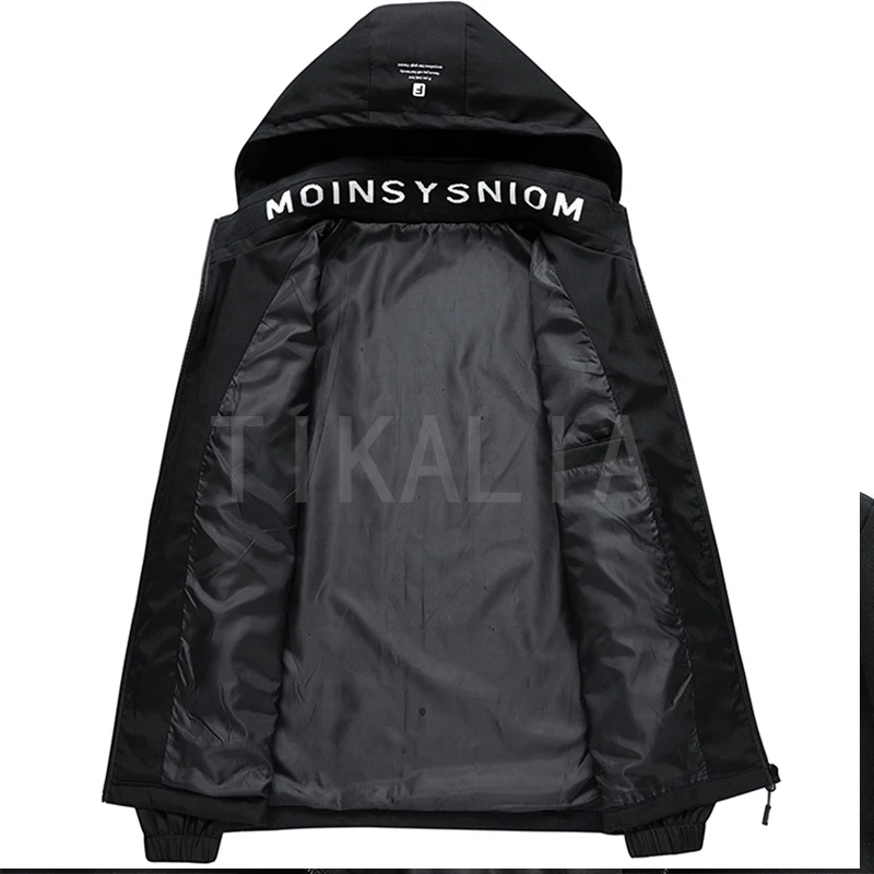 Men’s Hooded Jacket Lightweight Casual Zip Up Coat with Letter Print Design Fashion Streetwear Outerwear for Spring Autumn - Image 5