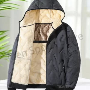Winter Sherpa Jacket Men with Faux Fleece Lined Keep Warm Plus Size XL-8XL Men's Outerwear Coats Hooded Zip Up Jacket Thick Coat
