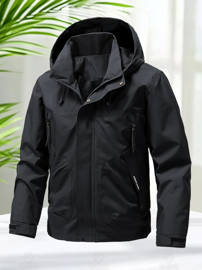 Softshell Jacket Men with Hood Spring Autumn Hiking Camping Lightweight Zipper Jackets Men Outerwear Coats Fashion Windbreaker - Image 5