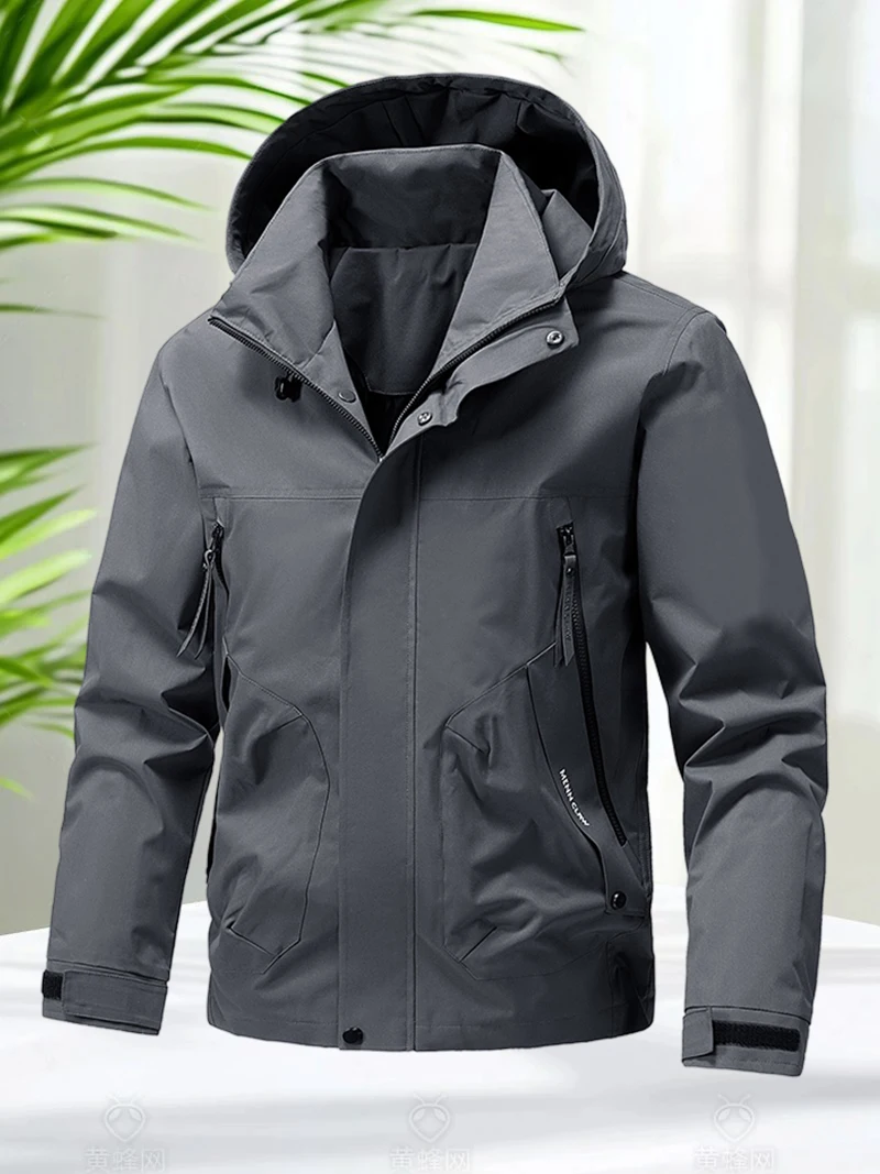 Softshell Jacket Men with Hood Spring Autumn Hiking Camping Lightweight Zipper Jackets Men Outerwear Coats Fashion Windbreaker - Image 2