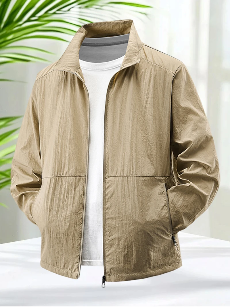 Men's UV Protection Jacket Stand Collar Lightweight Windbreaker Outdoor Zip Coat Quick Dry Sunproof Thin Skin Clothing M-8XL - Image 2
