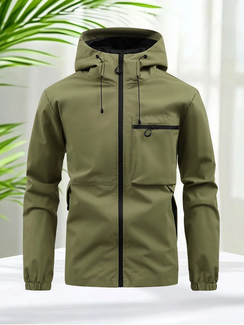 Men’s Casual Outdoor Jacket Lightweight Waterproof Hooded Windbreaker Sports Coat for Hiking Camping Travel Running Commuting - Image 3