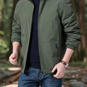 Waterproof Jacket Men Lightweight Hiking Coats Lapel Zip Up Jacket Thin Spring Autumn Camping Coats Windbreaker Outdoor Clothes