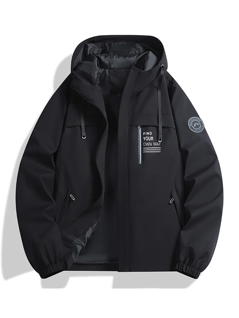 Men's Windbreaker Jacket with Hood Outdoor Lightweight Zip Up Jackets Men Spring and Autumn Casual Jackets for Hiking Camping - Image 5