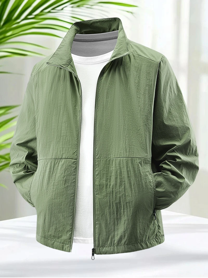 Men's UV Protection Jacket Stand Collar Lightweight Windbreaker Outdoor Zip Coat Quick Dry Sunproof Thin Skin Clothing M-8XL - Image 4