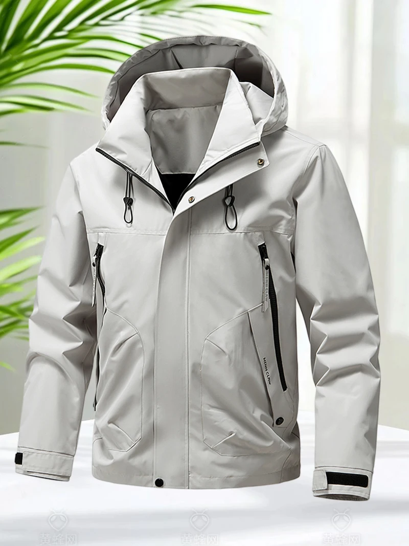 Softshell Jacket Men with Hood Spring Autumn Hiking Camping Lightweight Zipper Jackets Men Outerwear Coats Fashion Windbreaker - Image 3