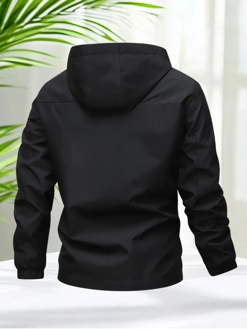 Men's Windbreaker Jacket with Hood Outdoor Lightweight Zip Up Jackets Men Spring and Autumn Casual Jackets for Hiking Camping - Image 3