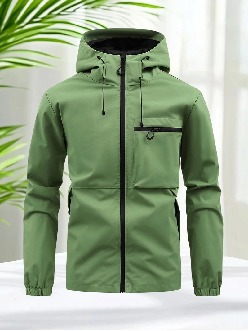 Men’s Casual Outdoor Jacket Lightweight Waterproof Hooded Windbreaker Sports Coat for Hiking Camping Travel Running Commuting - Image 5