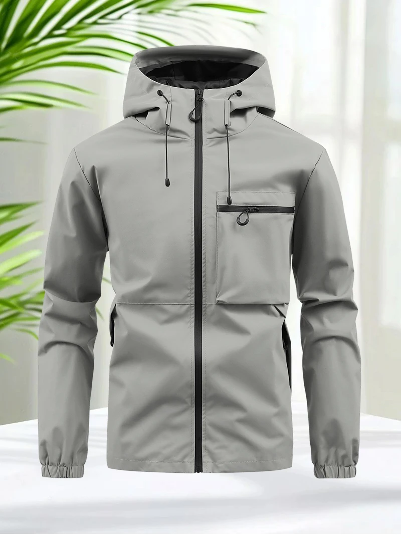 Men’s Casual Outdoor Jacket Lightweight Waterproof Hooded Windbreaker Sports Coat for Hiking Camping Travel Running Commuting - Image 2