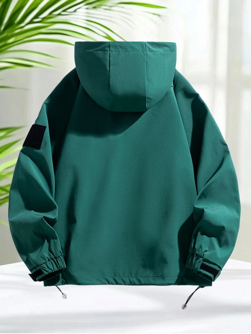 Green Jacket Men Outdoor Windproof Waterproof Softshell Jacket for Spring Autumn Outerwear Hooded Coats Lightweight Casual Coats - Image 4