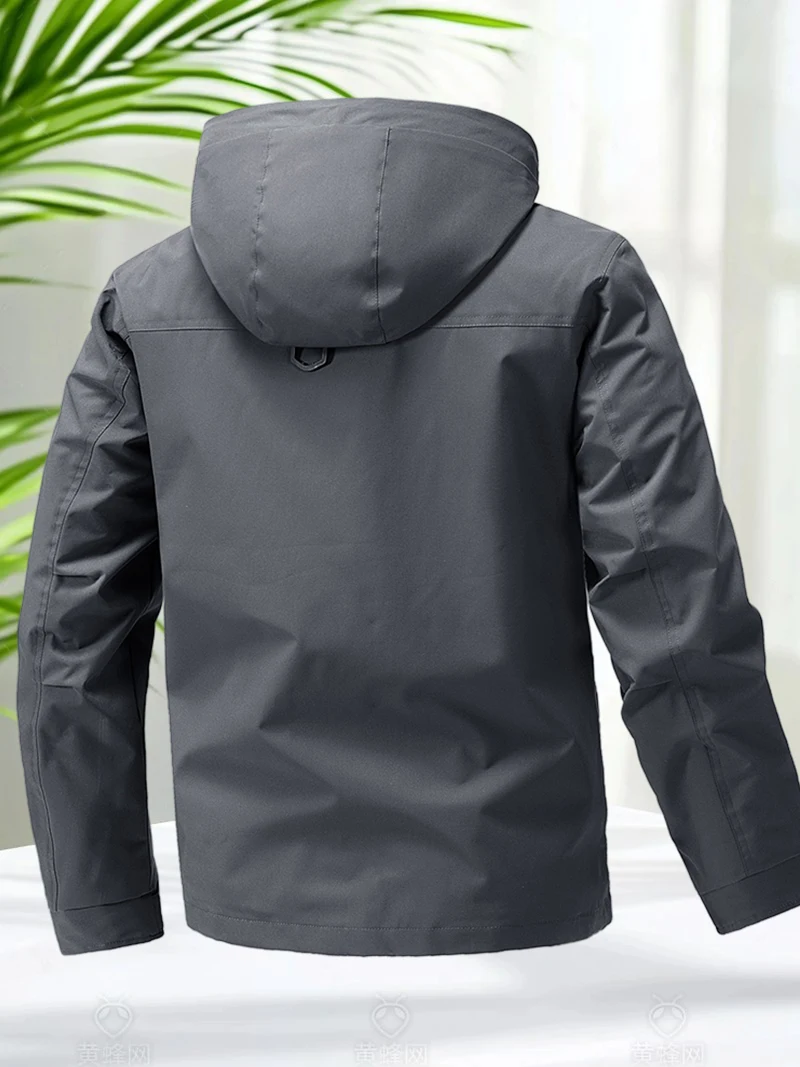 Softshell Jacket Men with Hood Spring Autumn Hiking Camping Lightweight Zipper Jackets Men Outerwear Coats Fashion Windbreaker - Image 6