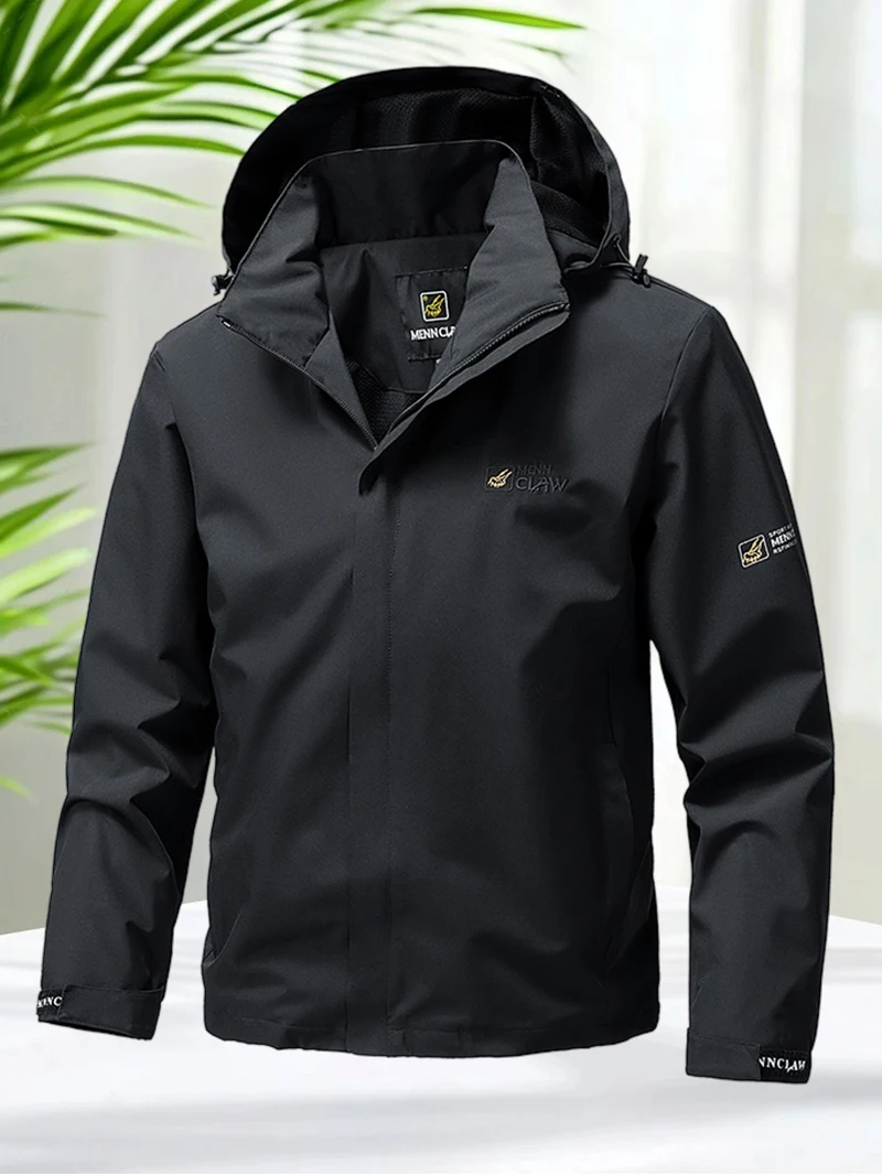 Men's Jacket Waterproof Hiking Coat Men Outdoor Sports Windbreaker Jacket Lightweight Hooded Full Zip Coats for Spring Autumn - Image 2