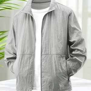 Men's UV Protection Jacket Stand Collar Lightweight Windbreaker Outdoor Zip Coat Quick Dry Sunproof Thin Skin Clothing M-8XL