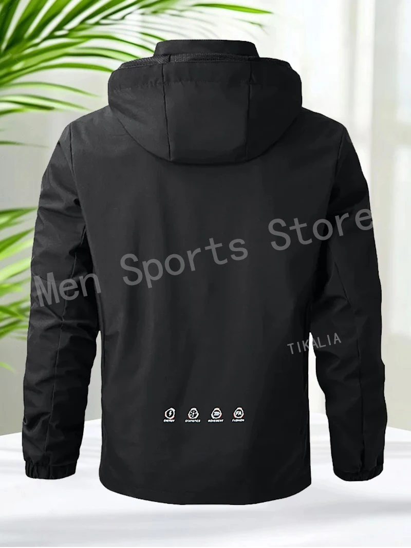 Men’s Outdoor Hooded Jacket Waterproof Windbreaker Lightweight Sports Coat for Hiking Camping Trekking Running Travel Autumn - Image 3