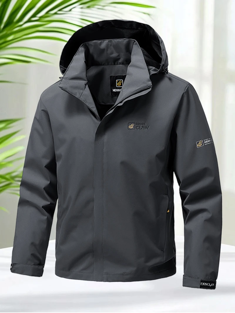 Men's Jacket Waterproof Hiking Coat Men Outdoor Sports Windbreaker Jacket Lightweight Hooded Full Zip Coats for Spring Autumn - Image 3