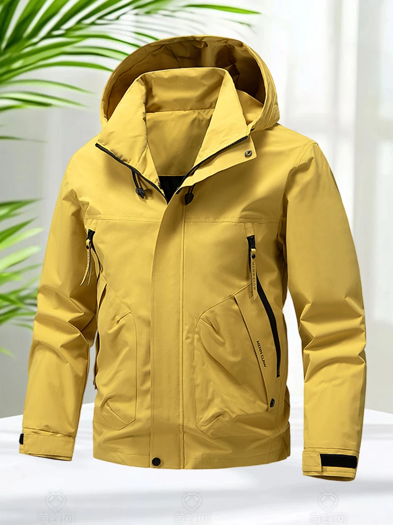 Softshell Jacket Men with Hood Spring Autumn Hiking Camping Lightweight Zipper Jackets Men Outerwear Coats Fashion Windbreaker