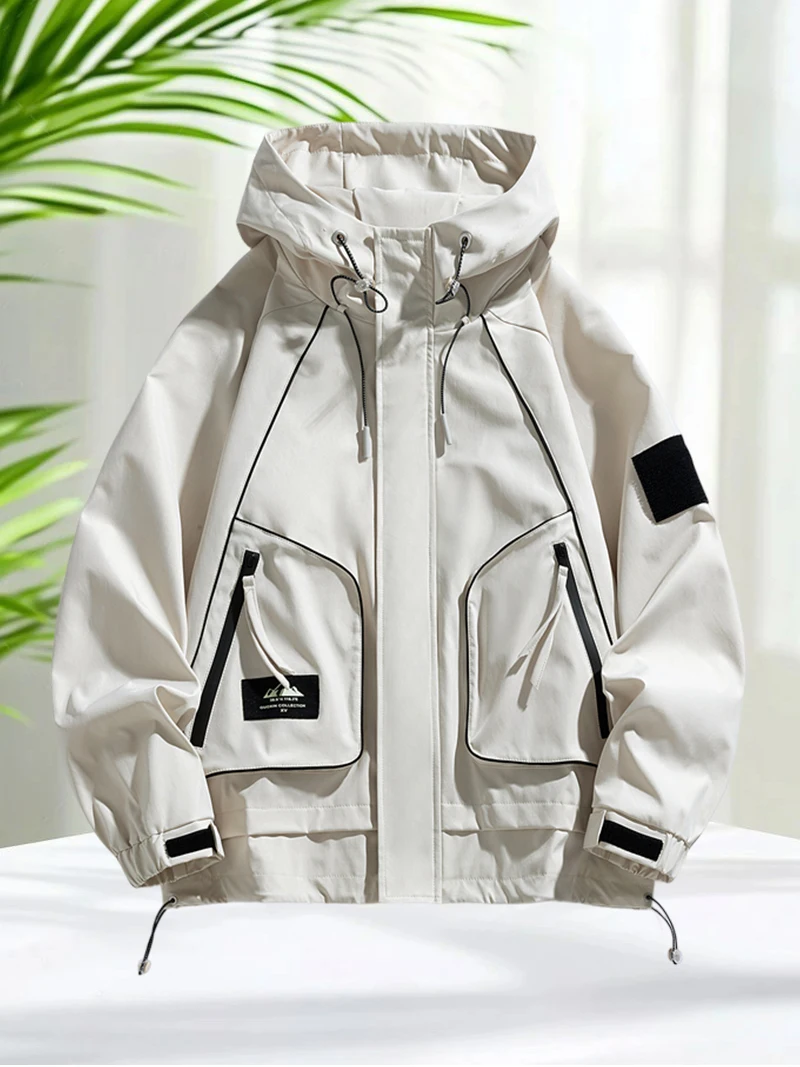 Green Jacket Men Outdoor Windproof Waterproof Softshell Jacket for Spring Autumn Outerwear Hooded Coats Lightweight Casual Coats - Image 3