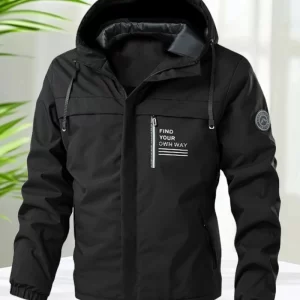 Men's Windbreaker Jacket with Hood Outdoor Lightweight Zip Up Jackets Men Spring and Autumn Casual Jackets for Hiking Camping